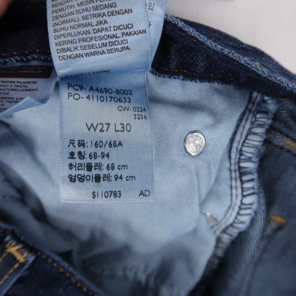 Levis Middy Jeans Womens 27x30 Blue Straight Leg Mid Rise Dark Wash Lightweight - Picture 11 of 11